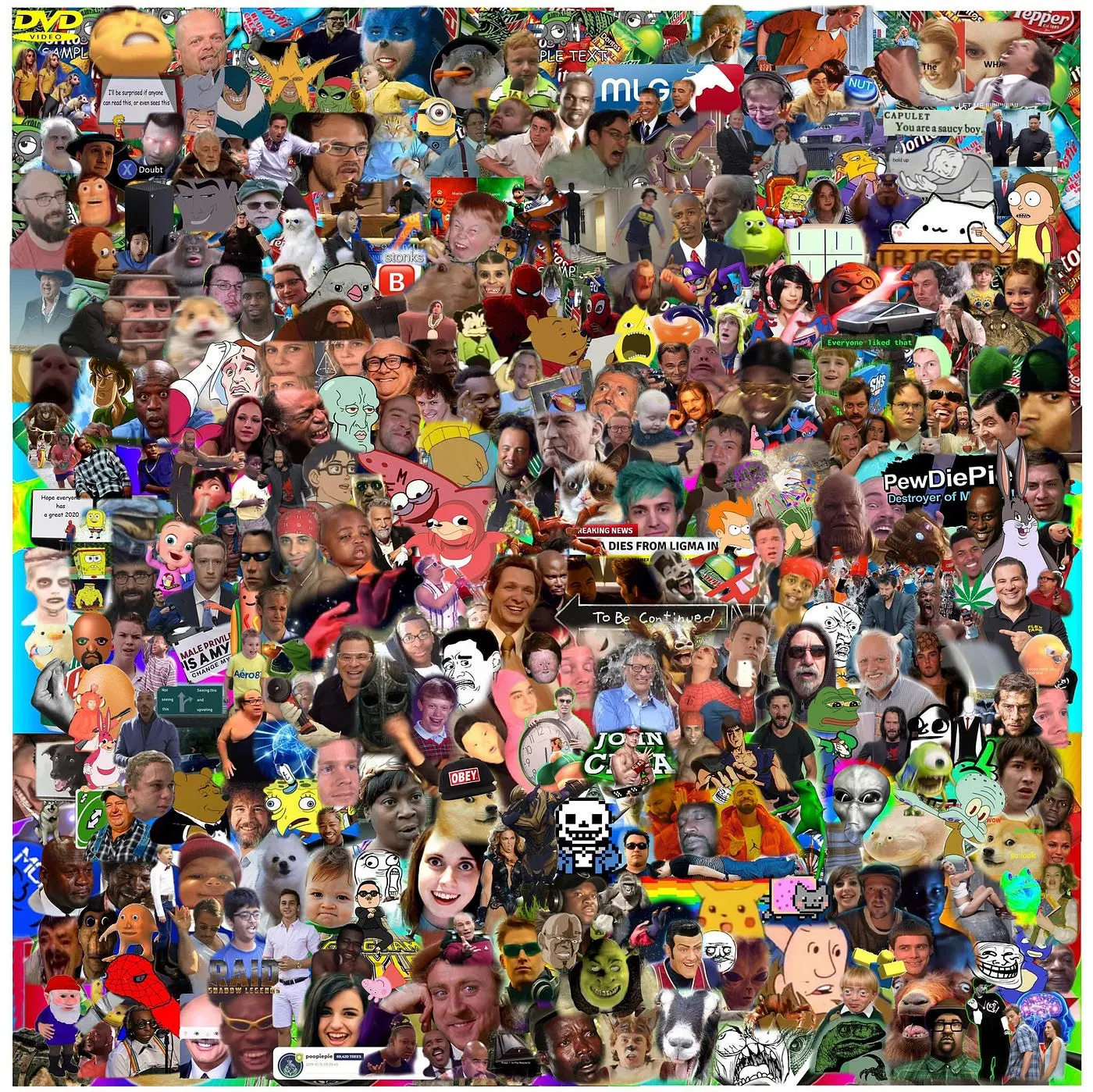 Wall of famous internet memes